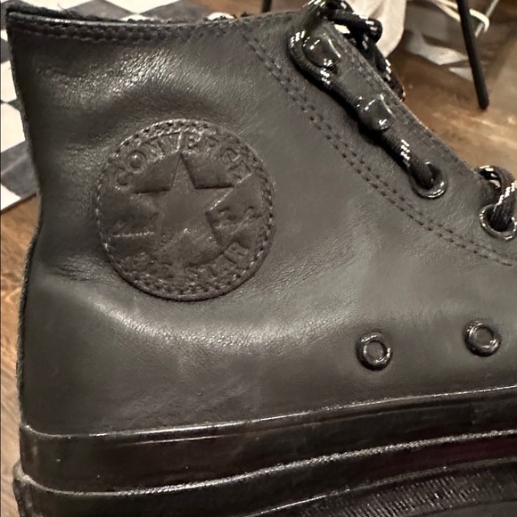 Black Leather/ fur   Converse - Picture 9 of 16